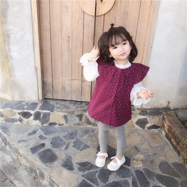 Children's caviar 2019 new point purple vest cake collar extended skirt vest