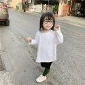 2020 spring large split long sleeve round neck long sleeve Korean pure white stripe long bottom coat
