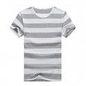 2020 summer men's short sleeve t-shirt men's simple round neck large stripe Korean men's fashion top manufacturer direct sales
