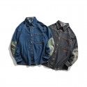 Fall 2019 new camouflage denim jacket American back letter embroidery loose Lapel coat men's fashion
