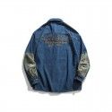 Fall 2019 new camouflage denim jacket American back letter embroidery loose Lapel coat men's fashion
