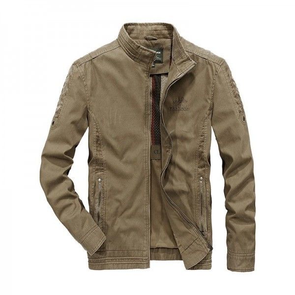 Factory direct men's coat spring and autumn new business casual loose large stand collar cotton jacket middle age
