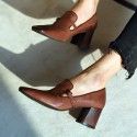 Women's shoes children's new spring 2019 thick heel high square toe retro women's single shoes
