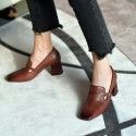 Women's shoes children's new spring 2019 thick heel high square toe retro women's single shoes
