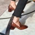 Women's shoes children's new spring 2019 thick heel high square toe retro women's single shoes

