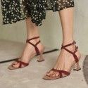 Cat heel sandals women's high heels women's summer word with red sandals women's thick heels and all kinds of Roman shoes women
