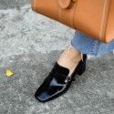 Women's shoes children's new spring 2019 thick heel high square toe retro women's single shoes
