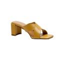 Leather sandals for women's summer 2019 new chunky heels, high heels, yellow slackers size 33-40
