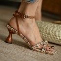 Cat heel sandals women's summer 2020 new one word high heels women's thick heels women's shoes
