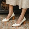 Retro white high-heeled shoes 2020 new all-around grandma's shoes women's coarse single shoes women's shoes
