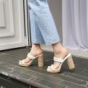 Waterproof platform sandals women's summer 2018 new fashion wear all kinds of retro high heels women's sandals thick bottom half drag
