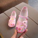 Handmade girls' embroidered shoes in Hanfu children's old Beijing cloth shoes national style students perform shoes dance shoes
