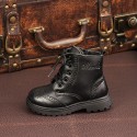 Autumn and winter children's leather Martin boots boys' and girls' boots cotton shoes middle and large children's England baby soft sole leather boots
