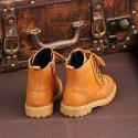 Autumn and winter children's leather Martin boots boys' and girls' boots cotton shoes middle and large children's England baby soft sole leather boots
