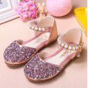 Girls Princess Shoes 2020 spring new soft bottom sandals wholesale Korean crystal shoes girls Doudou shoes children's leather shoes
