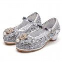 Spring and autumn Korean version of little high-heeled girl's shoes children's Sequin dress single shoes new little girl performance princess shoes
