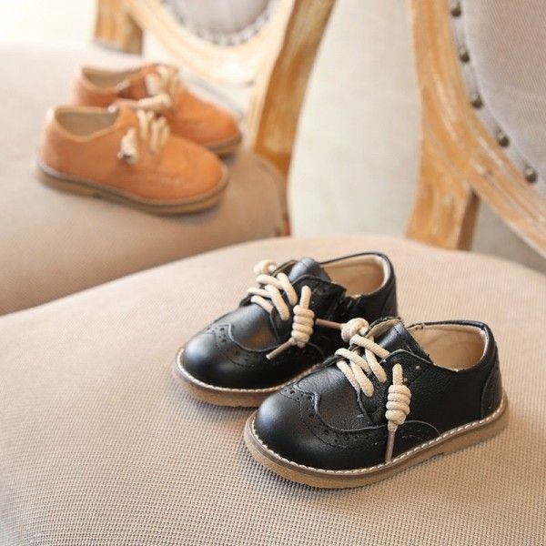 Children's shoes retro British style children's shoes spring and autumn new baby shoes leather soft sole single shoes for boys and girls
