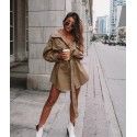 2020 spring foreign trade European and American women's new fashion waist long sleeve dress casual windbreaker coat women's hair