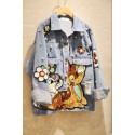 East Gate, South Korea 2020 spring and autumn women's Korean version of Baita netherred design sense cartoon Sequin sticker denim coat
