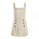 Europe and America 2020 spring and summer sleeveless square collar button design bodysuit suspender strap pants skirt type bodysuit shorts women