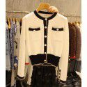 South Korea 2020 spring and Autumn New Women's clothing Korean version of the all-in-one netred design sense small fragrance contrast color knitted cardigan coat
