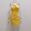 New European and American women's wear bra Bow Elastic tint sexy solid party dress nightclub short dress