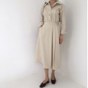 Early autumn women's new 2019 Korean chic style celebrity temperament waist gathering show thin Pleated Dress
