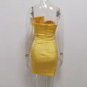 New European and American women's wear bra Bow Elastic tint sexy solid party dress nightclub short dress