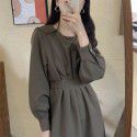 Cross border source of goods: 2020 Korean version, new dark style, fine feel, French retro waist collection dress
