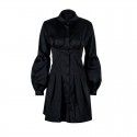 2020 spring new cross border Lapel black dress long sleeve Korean autumn style professional women's pleated skirt