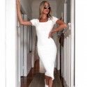 2020 Amazon wish hot! Europe and America spring and summer new women's fashion casual solid color irregular dress