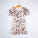 French retro printing high-end boutique dress summer women's European and American dress ruffles hanging neck tie princess skirt
