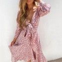2020 cross border special for independent station wish new! European and American spring and summer lady style small daisy lace up dress
