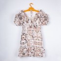 French retro printing high-end boutique dress summer women's European and American dress ruffles hanging neck tie princess skirt