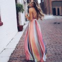 European and American popular open back cross suspender long dress summer cross border hot sale Bohemian Printed Dress