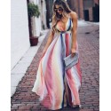 European and American popular open back cross suspender long dress summer cross border hot sale Bohemian Printed Dress