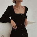 2020 spring French retro European and American women's black dress celebrity sweet dress slim student skirt wholesale
