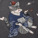 Japanese fashion brand men's short sleeve T-shirt pure cotton pipe cat printing personality youth half sleeve loose top wholesale 