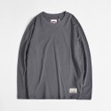 Foreign trade men's wear spring and autumn long sleeve t-shirt men's solid color round neck bottom casual simple cotton fleece T-shirt customization 