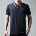 Summer new men's mercerized cotton polo shirt ultra thin ice t-shirt men's short sleeve business Lapel solid short sleeve