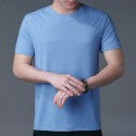 Nylon ice mesh short sleeve t-shirt men's quick drying and breathable Sports Top summer thin men's solid color base shirt 
