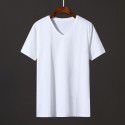 Solid color men's short sleeve T-shirt V-neck fashion trend ice silk cotton slim fit with top and bottom coat 