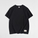 Japanese men's solid color short sleeve T-shirt pure cotton men's round neck water washed and ground wool base coat loose top fashion 