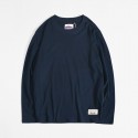 Foreign trade men's wear spring and autumn long sleeve t-shirt men's solid color round neck bottom casual simple cotton fleece T-shirt customization 