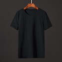 Summer T-shirt short sleeve men's solid round neck ice silk cotton business leisure bottom coat Korean slim fit with clothes inside
