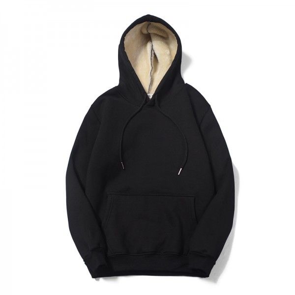 Hooded sweater men's Plush autumn winter thickened cashmere sweater solid color Pullover coat loose warm Jacket Hoodie 