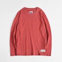Foreign trade men's wear spring and autumn long sleeve t-shirt men's solid color round neck bottom casual simple cotton fleece T-shirt customization 