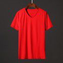 Solid color men's short sleeve T-shirt V-neck fashion trend ice silk cotton slim fit with top and bottom coat 