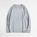 Foreign trade men's wear spring and autumn long sleeve t-shirt men's solid color round neck bottom casual simple cotton fleece T-shirt customization 