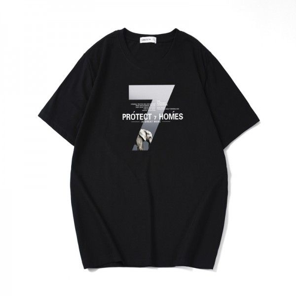 Summer new short sleeve t-shirt men's round neck cotton alphanumeric printing fashion large men's T-shirt wholesale
